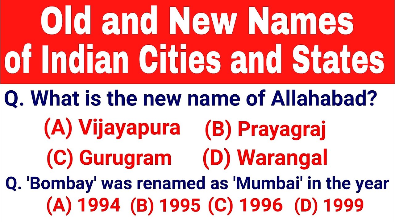 Old and New names of Indian Cities and States || Renamed cities in India || Competitive exams