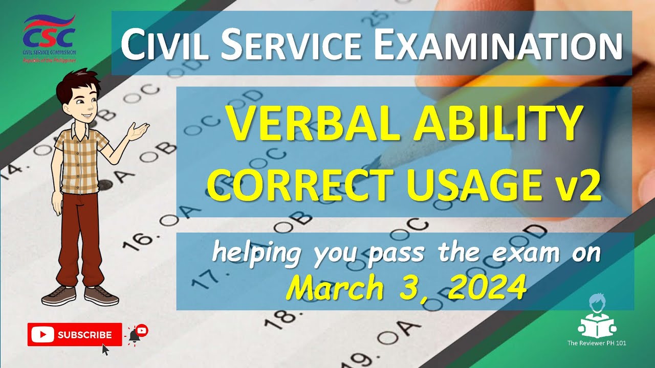 Civil Service Exam | Verbal Ability | Correct Usage v2 | 'helping you pass the exam'