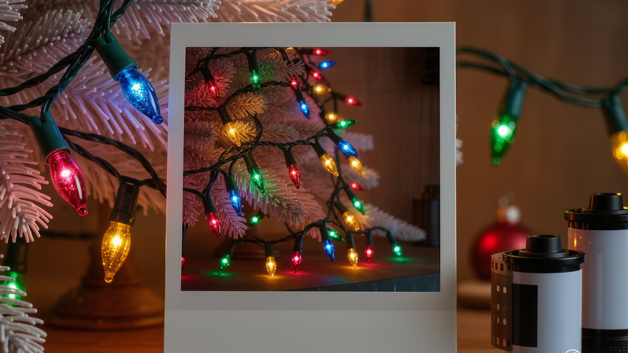 Weihnachtslichter fällt auf den Schnee