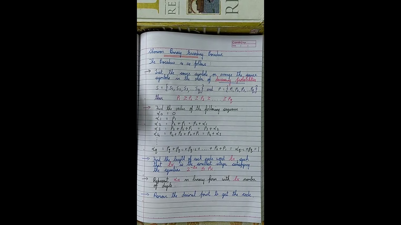 Shannon Binary Encoding Procedure