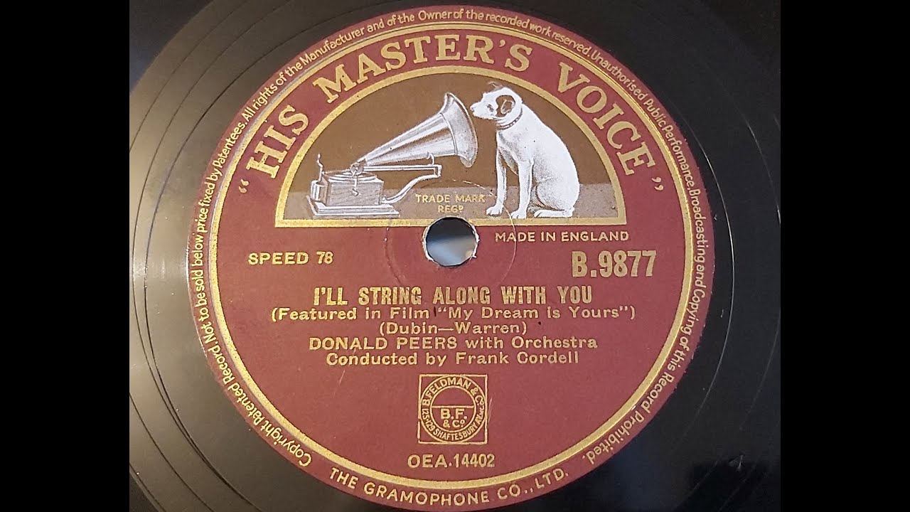 Donald Peers 'I'll String Along With You' 1950 78 rpm