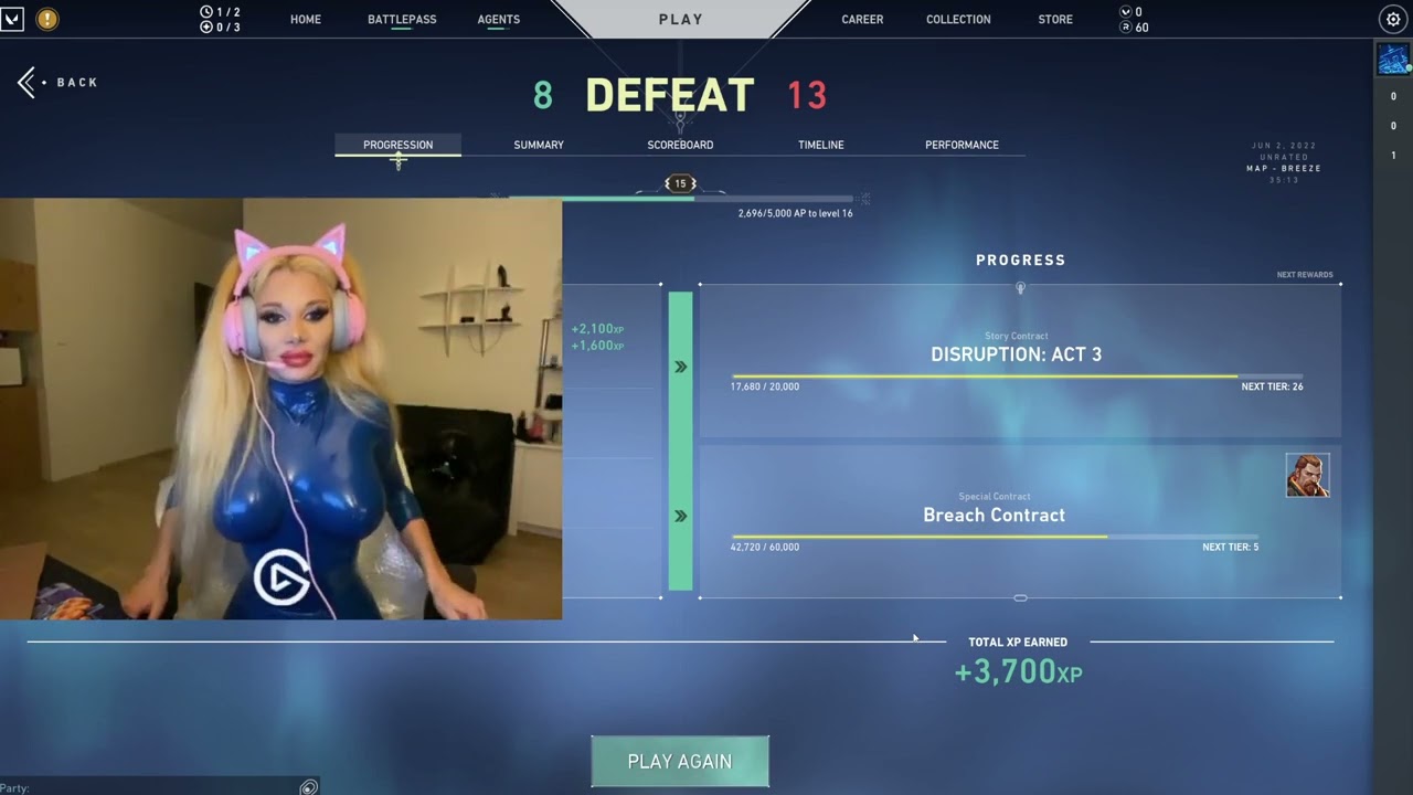 Stream in blue shiny catsuit
