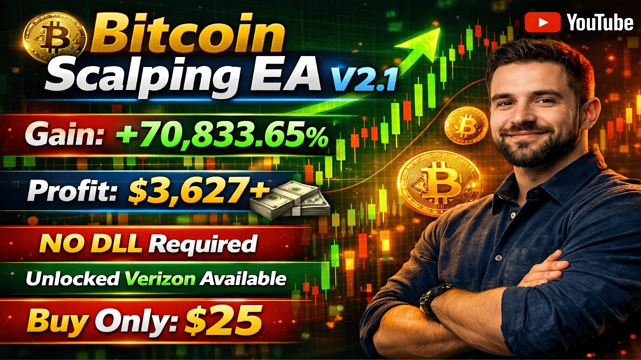 Bitcoin Scalping EA V2.1 | No DLL | Fully Unlocked Auto Crypto Scalping EA