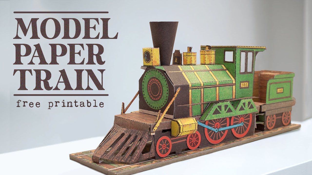 Model Steam Train Miniature paper Diorama (vintage papercraft)