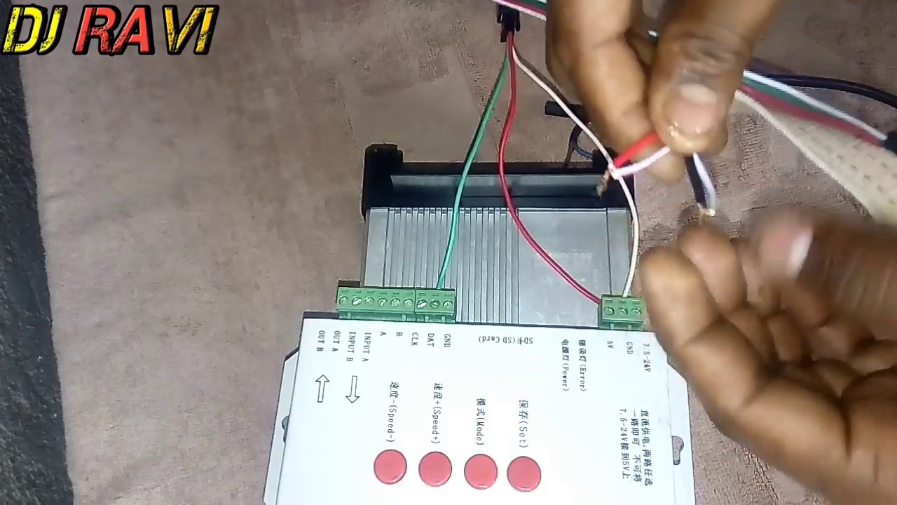 Pixel LED controller T1000S and power supply ki wiring kaise kare . Hindi.