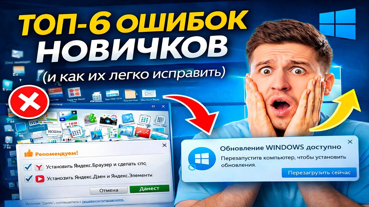 ТОП 6 ОШИБОК НОВИЧКОВ В WINDOWS. И как их легко исправить?