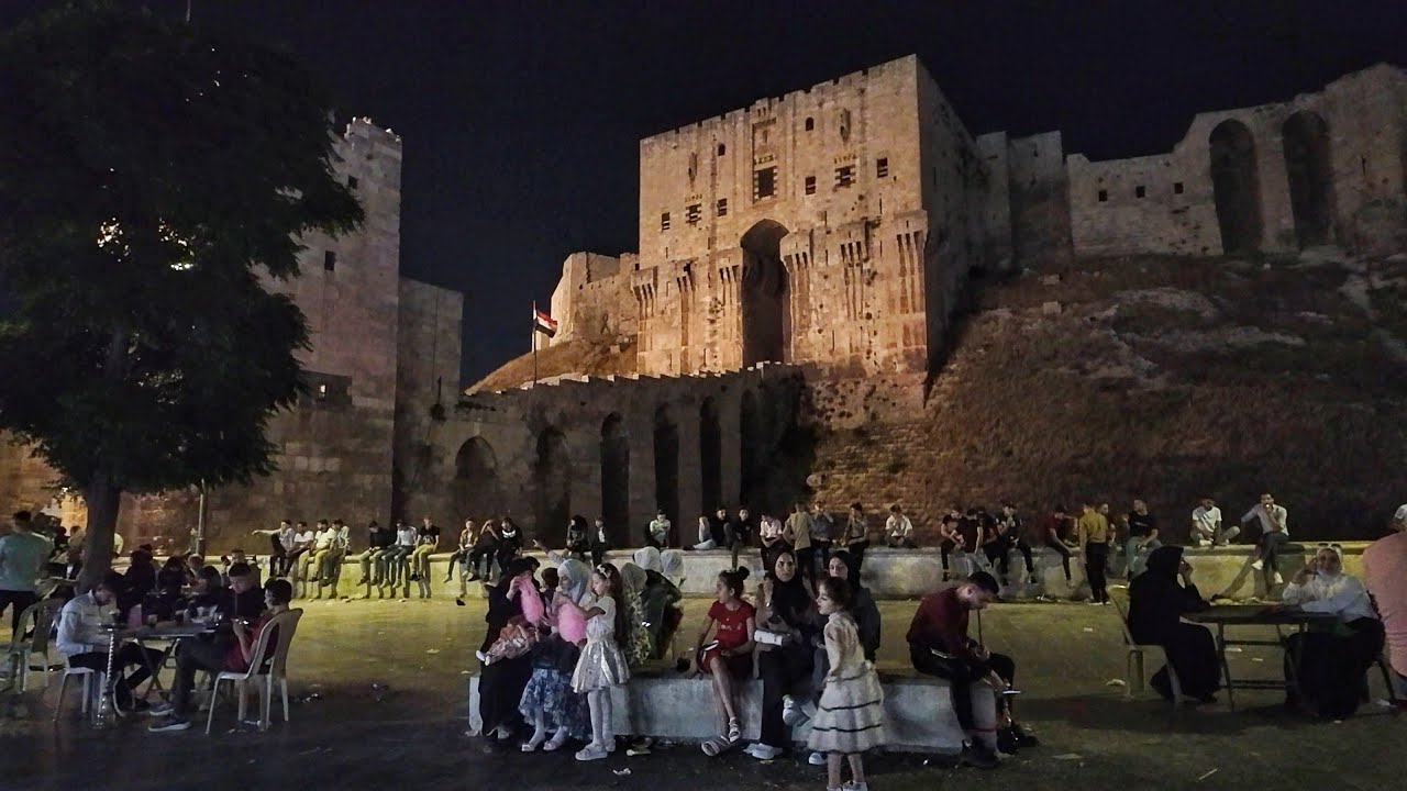 Night Walk around Aleppo Citadel | Eid Al-Adha in Syria 2024