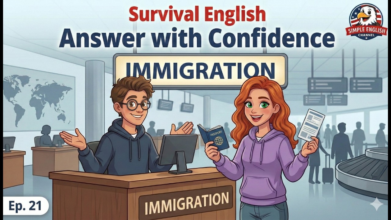✈️ SURVIVE AT IMMIGRATION - Answer with Confidence | Beginner Lesson A1) - Easy Poscast