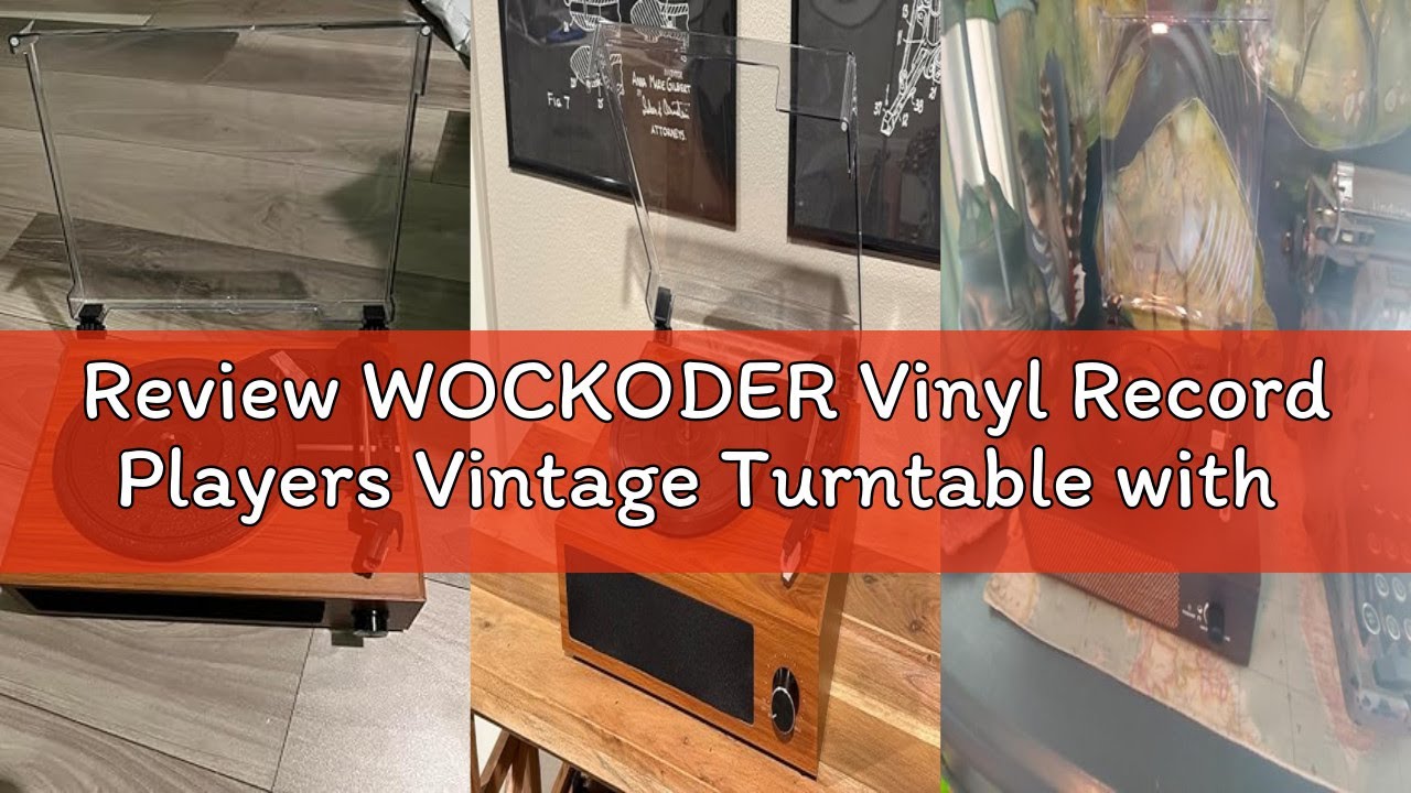 Review WOCKODER Vinyl Record Players Vintage Turntable with Speakers Belt-Driven Turn Tables Support