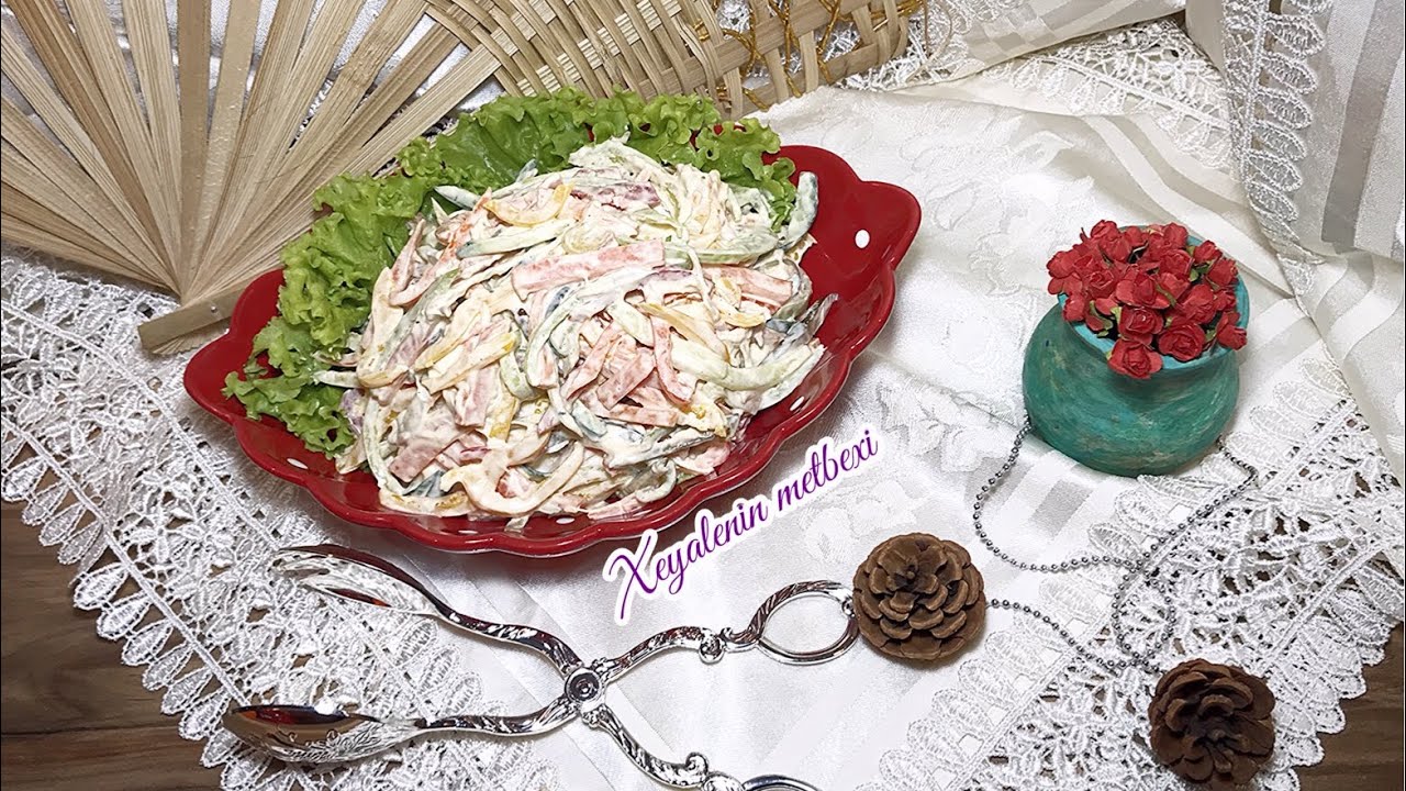 RƏNGLİ BİBƏR SALATI ,ASAN RESEPT.BİBER SALATASI KOLAY TARİF.САЛАТ ИЗ ПЕРЦЕВ РАЗНЫХ ЦВЕТОВ.🌶🥕🥒🥗👍