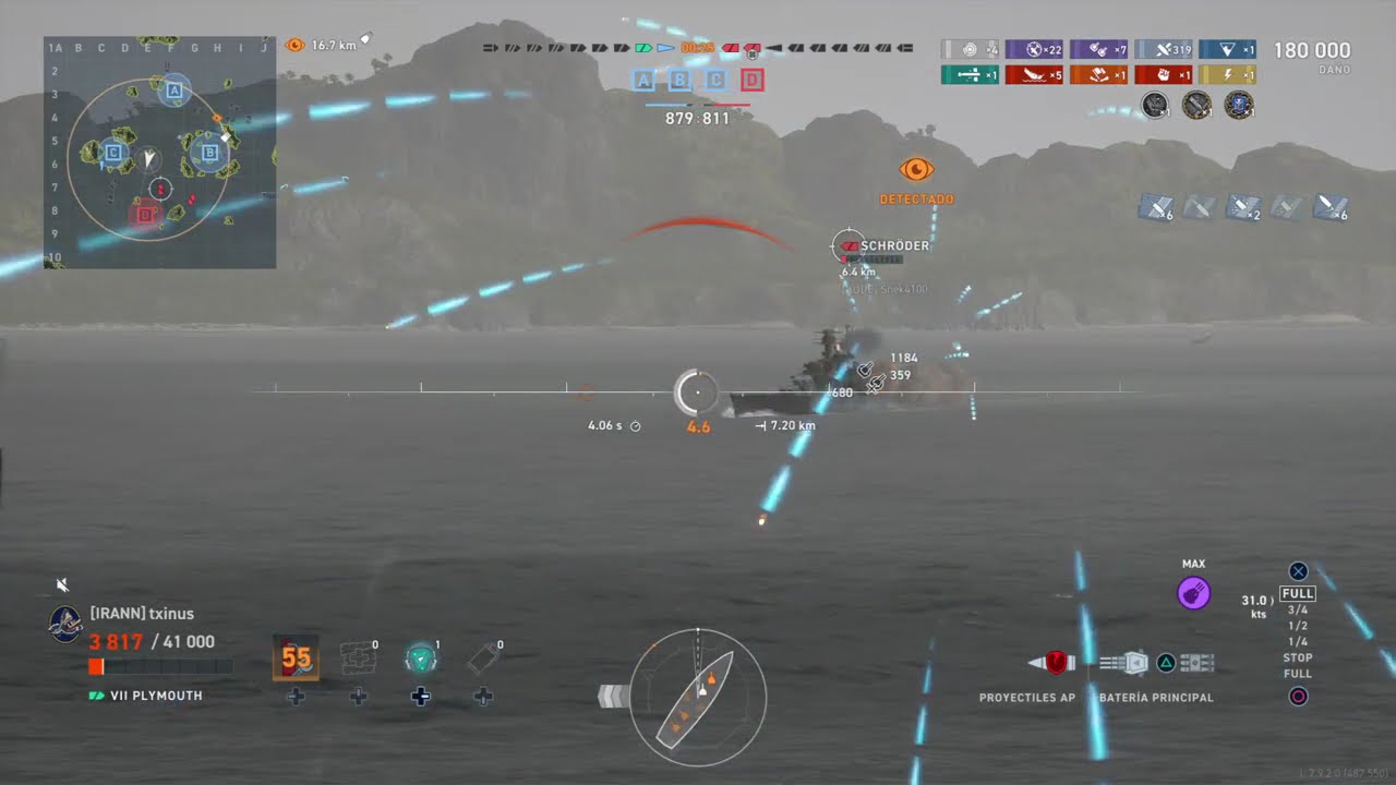 PLYMOUTH 5 KILLS 183K DMG 4,4K XP  World of Warships: Legends