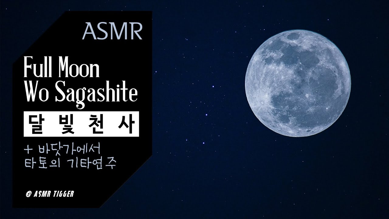 [ASMR] 바닷가에서 타토의 기타연주🎸 | 달빛천사 OST, ambience, fantasy, relaxing, sleep, 입체음향, guitar, full moon