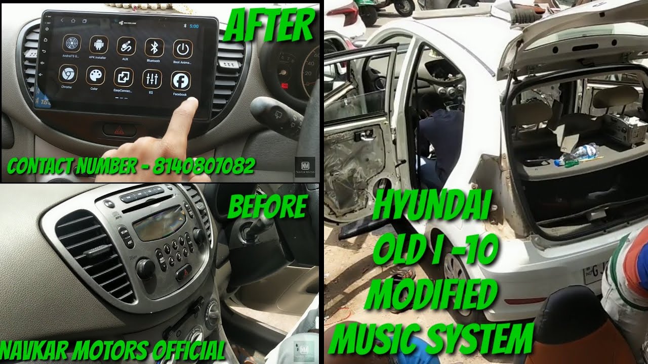 HYUNDAI OLD I-10 MODIFICATION MUSIC SYSTEM, SEAT COVER & MATTING BY NAVKAR MOTORS.VADODARA.