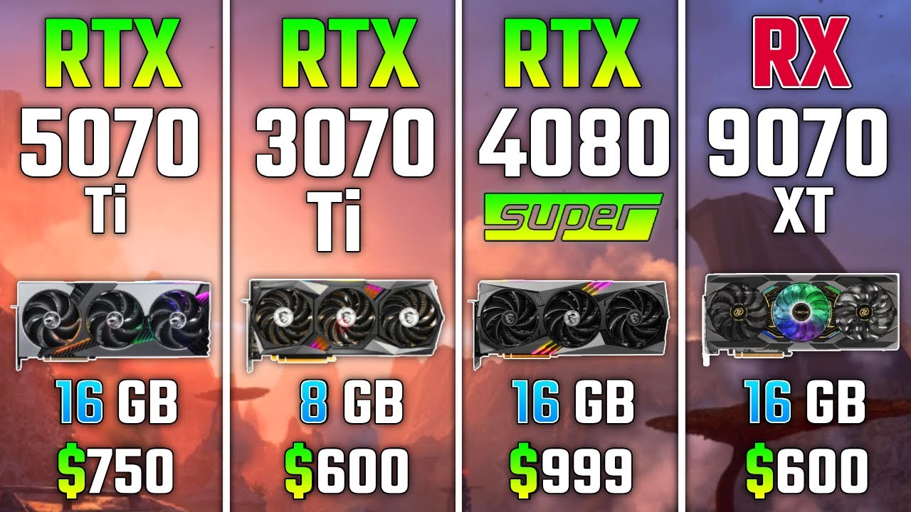 RTX 5070 Ti vs RTX 3070 Ti vs RTX 4080 SUPER vs RX 9070 XT | Test in 7 Games