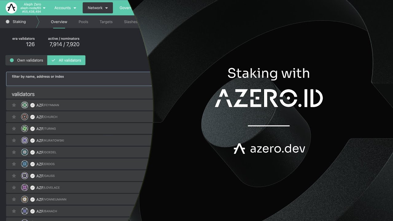 Staking on Aleph Zero with AZERO.ID via azero.dev