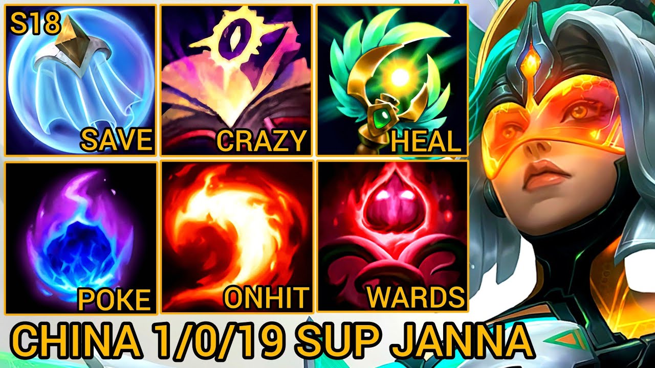 Janna Top 6 Support 1/0/19 - China Server Wild Rift Season 18 New Build Best Tier By Tiarty