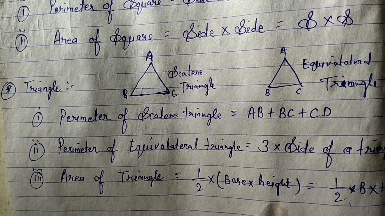 Geometry All Formulas from class 6th to class 8th|Important formula for basic geometry shapes part 1