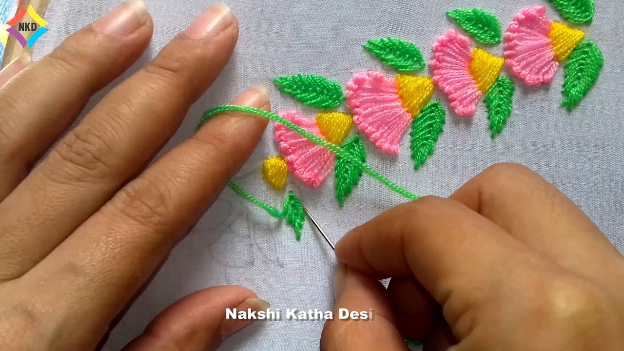 Hand embroidery | Border design | nakshi katha design.