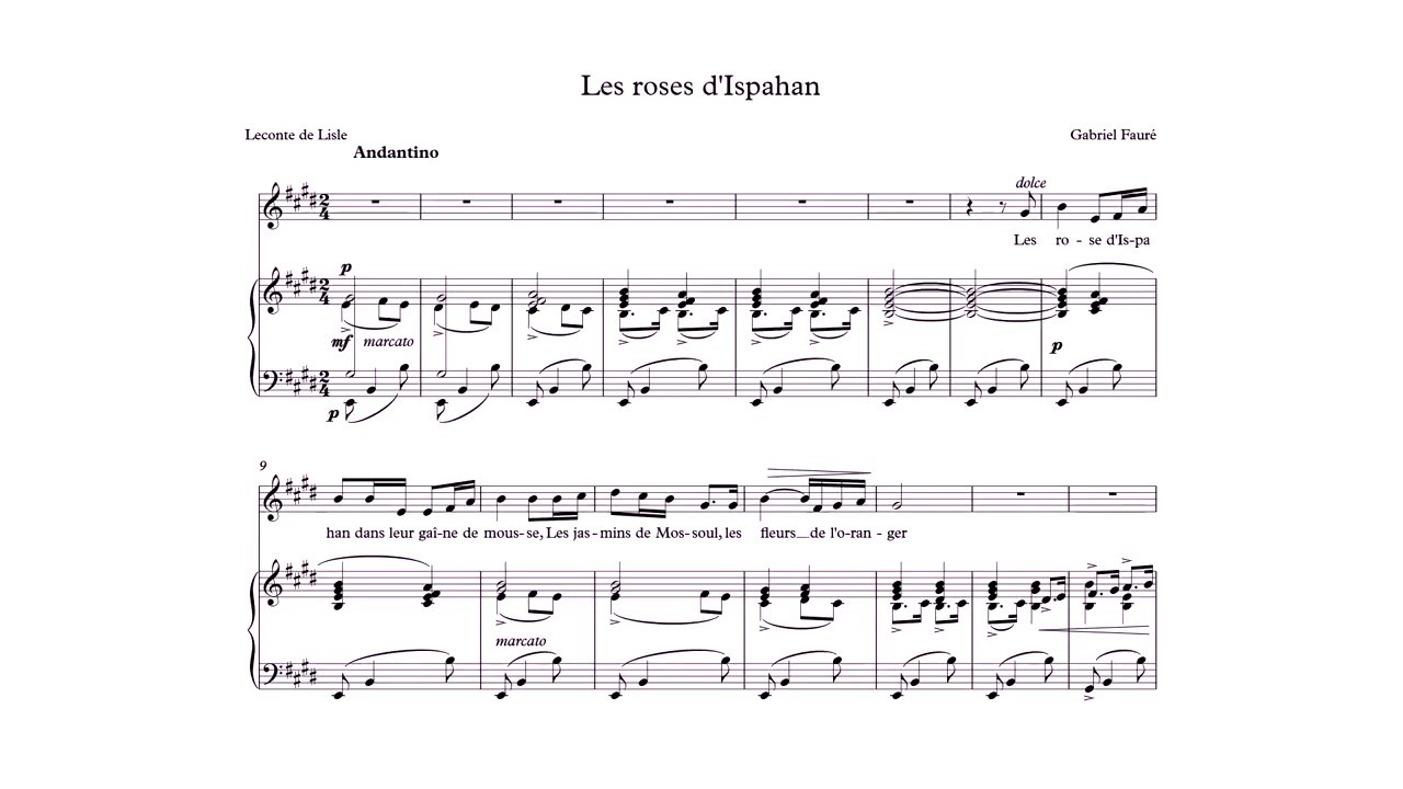 Les roses d'Ispahan - Fauré -  accompaniment in E major