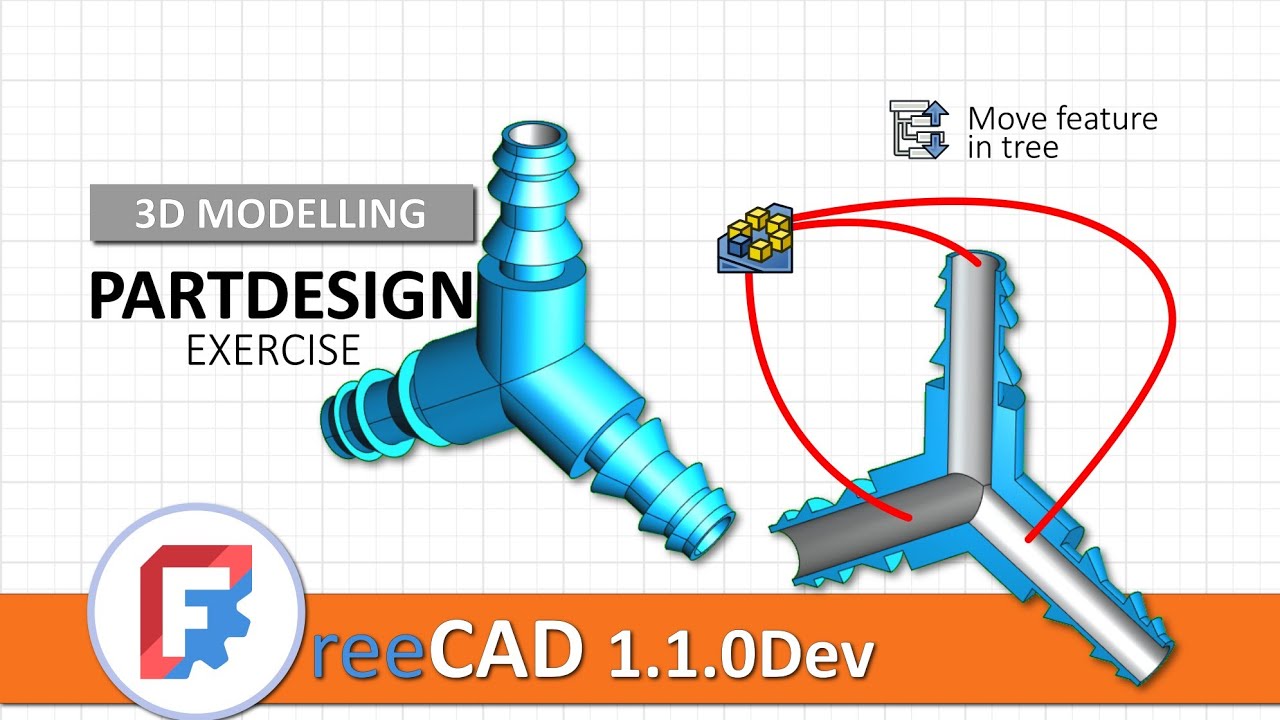 FreeCAD 1.1Dev: 3D Modeling with PartDesign | Move feature in tree make FreeCAD easy