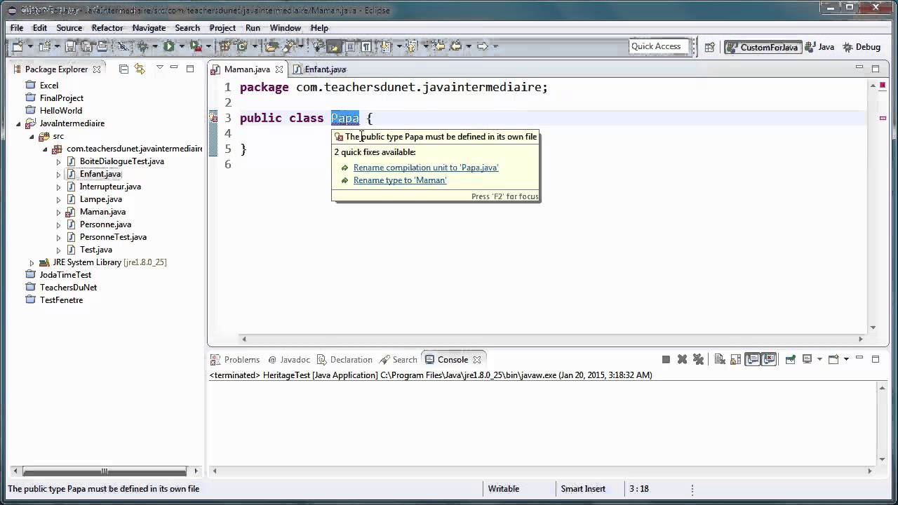 JAVA (Interm&eacute;diaire) - 22 - L'h&eacute;ritage en JAVA