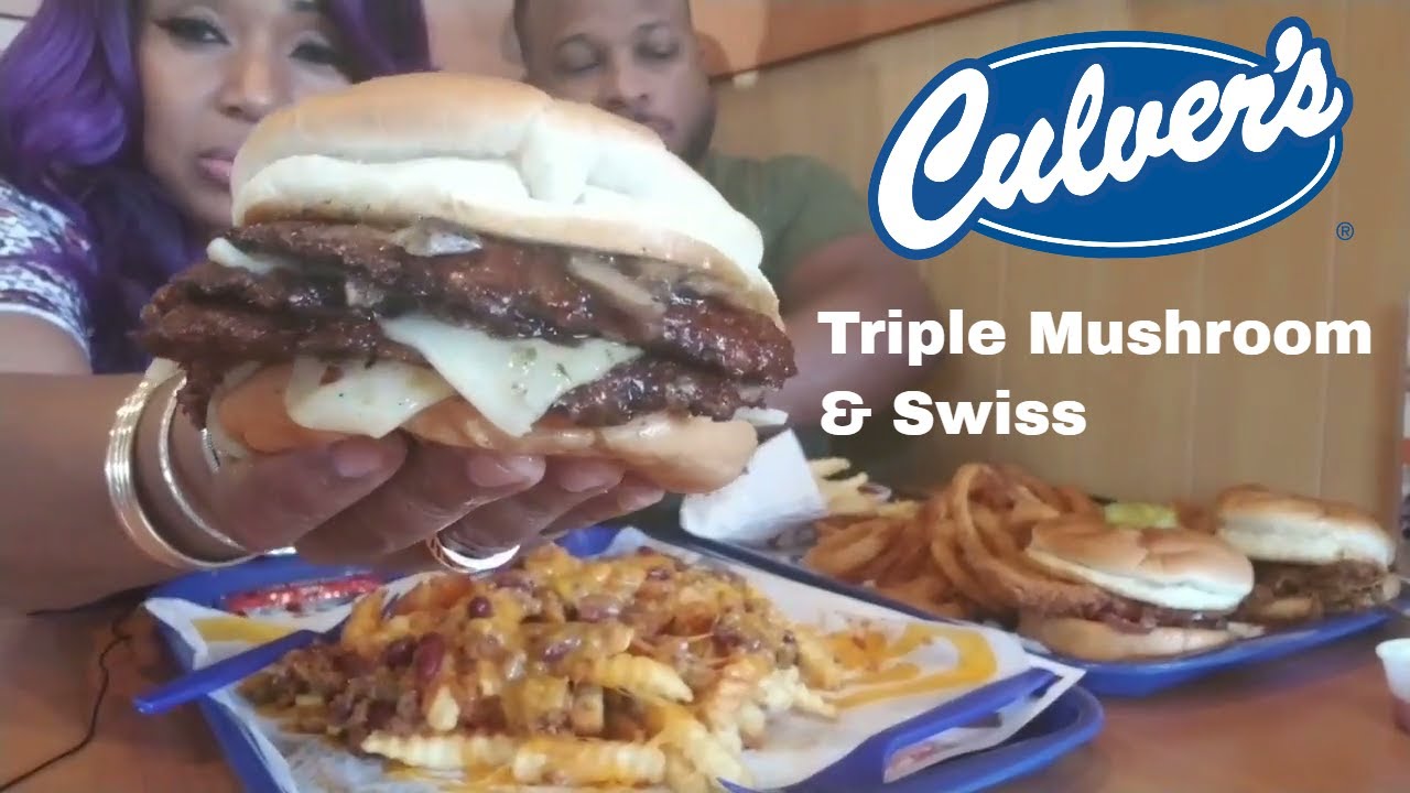 Картофель фри с сыром чили Culvers, свиная вырезка, три вида грибов и швейцарский сыр