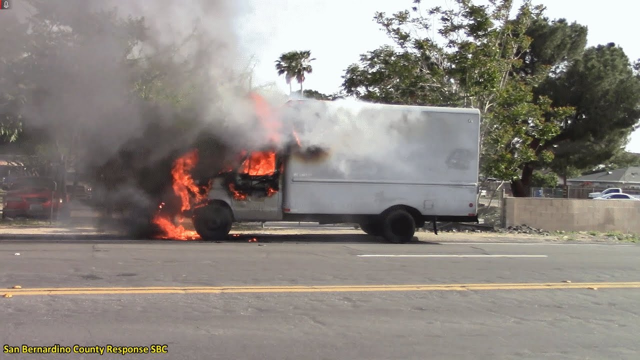 San Bernardino Co Medic Engine 226 & Cal Fire Highland Medic Engine 543 Working A Truck Fire.
