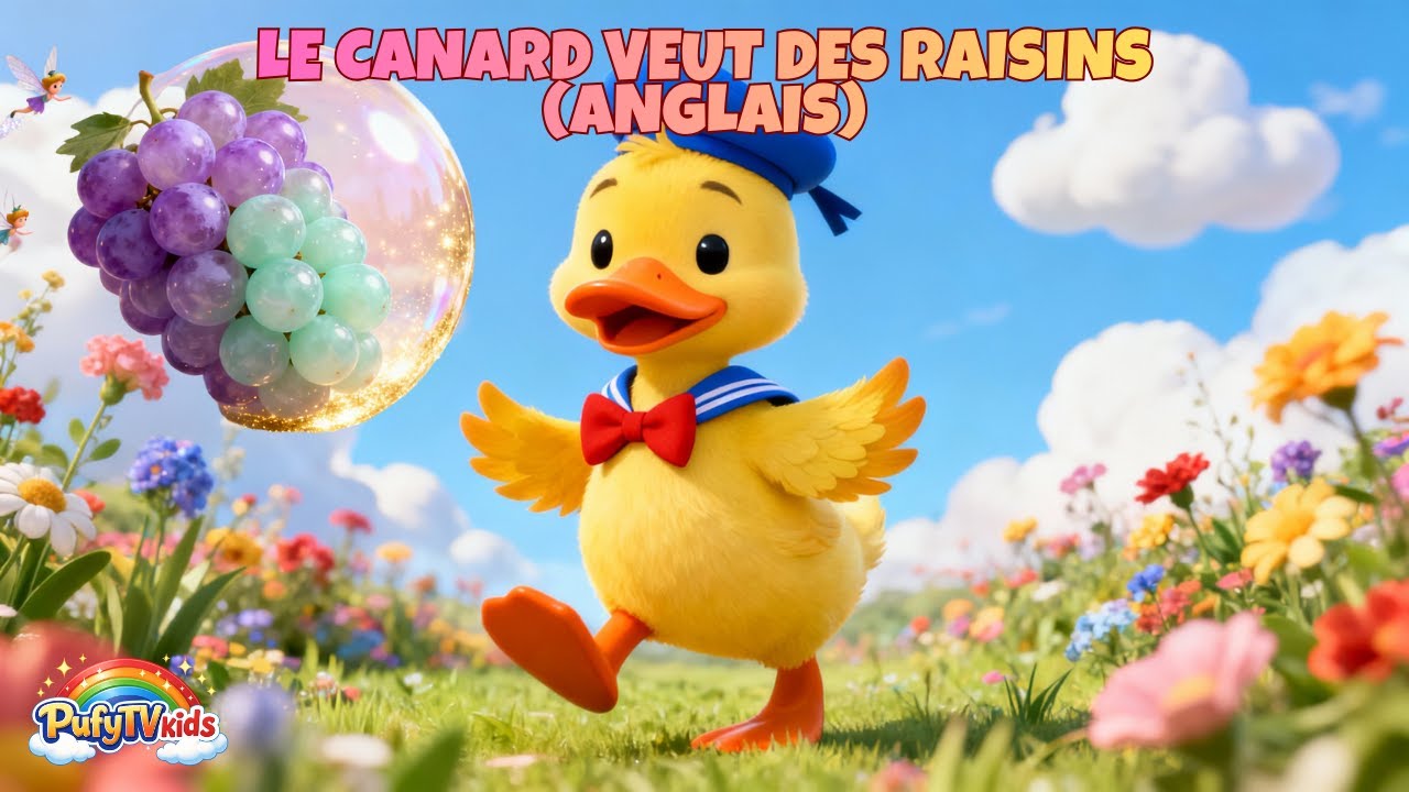 🎶 Le Canard Veut des Raisins 🦆🍇 | Chanson Enfants en Anglais | Animation Drôle PufyTV Kids #anime