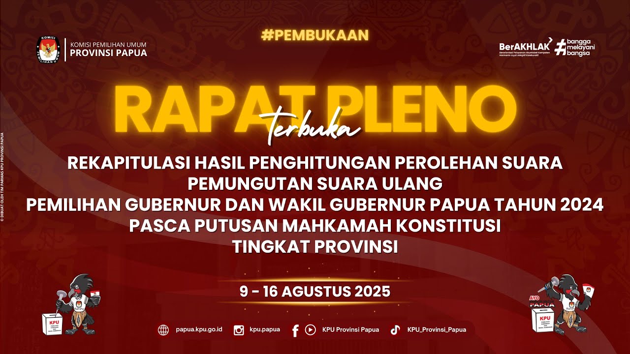 🔴LIVE - RAPAT PLENO TERBUKA REKAPITULASI HASIL PENGHITUNGAN PEROLEHAN SUARA PSU TINGKAT PROVINSI