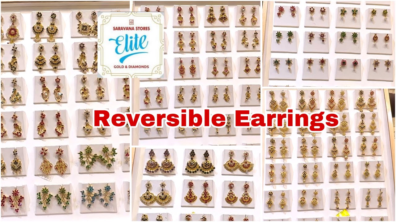 Saravana Stores Elite Gold Stone Earring?C | Reversible Earrings |Fancy Earring | Wedding Collection