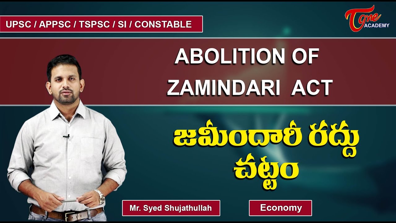 Abolition Of Zamindari Act | Telangana Economy | Tone Academy | Sujath