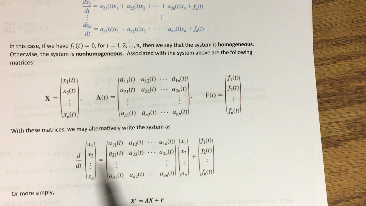 8.1 - Linear Systems - Preliminary Theory (Part 1)