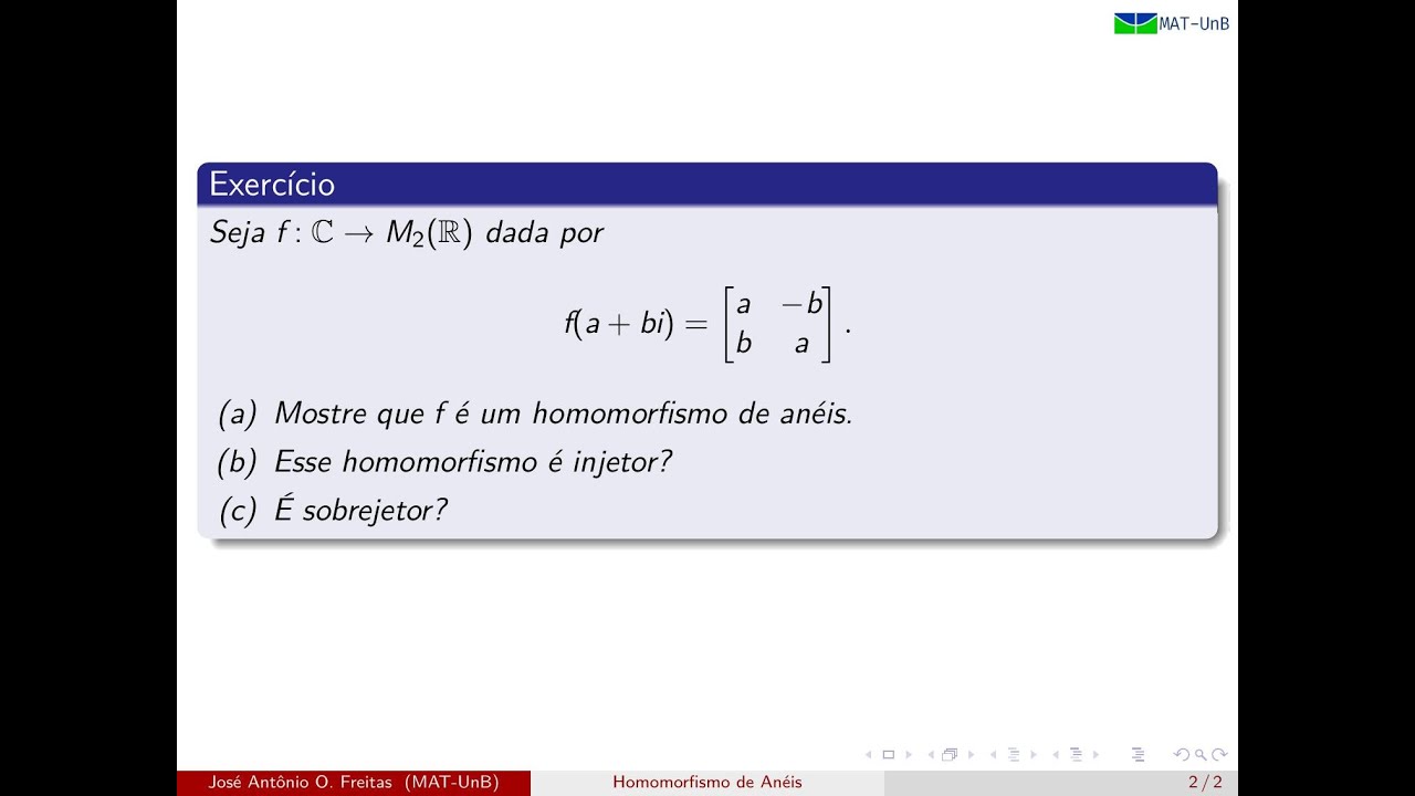 Aula 18 Exercício - Homomorfismo de anéis
