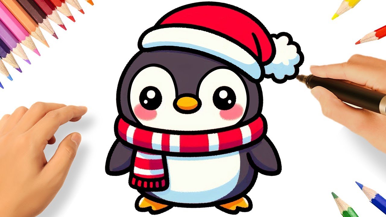 COMO DESENHAR UM PINGUIM FOFO KAWAII FÁCIL 🐧❤️