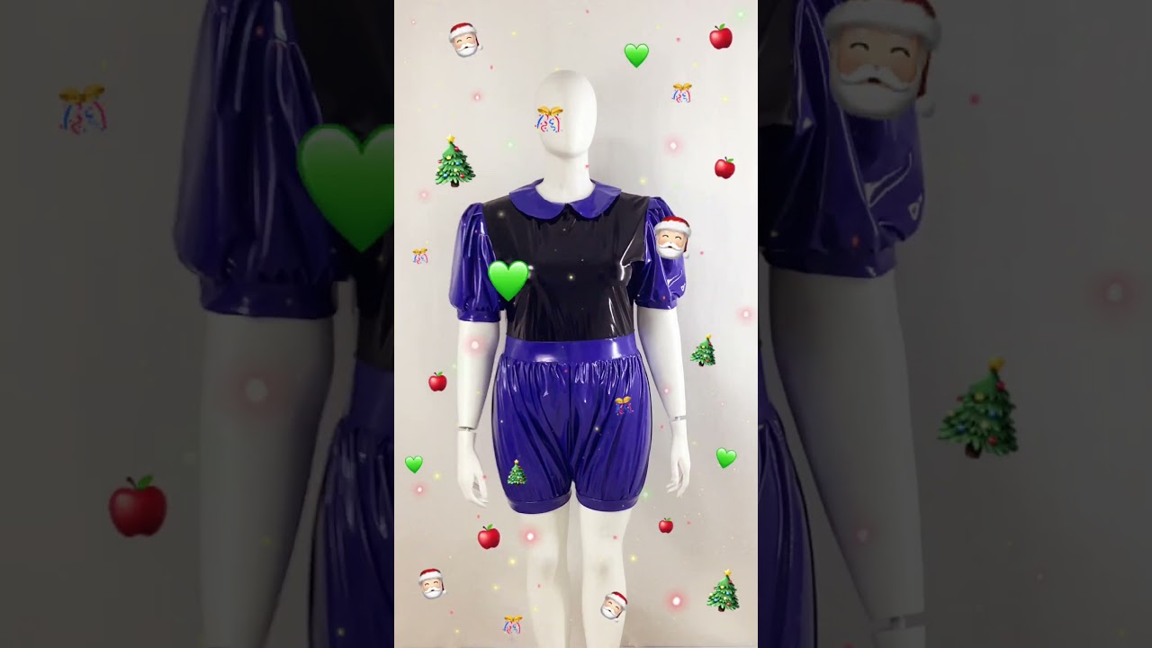 Mens Short Puff Sleeves Vinyl PVC Leather Bodysuit Wet Look Peter Pan Collar Rompers Patchwork