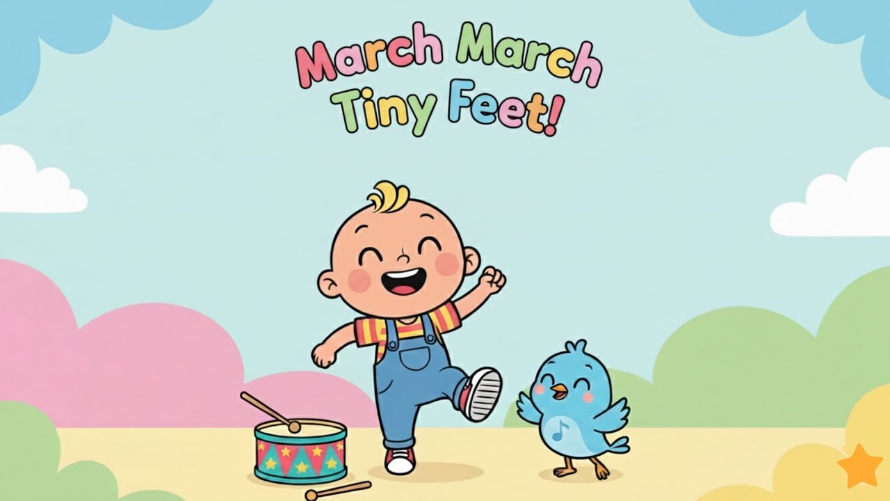 March March Tiny Feet 🥁👣 | Action Song for Kids | Nursery Rhymes | Picorhymes