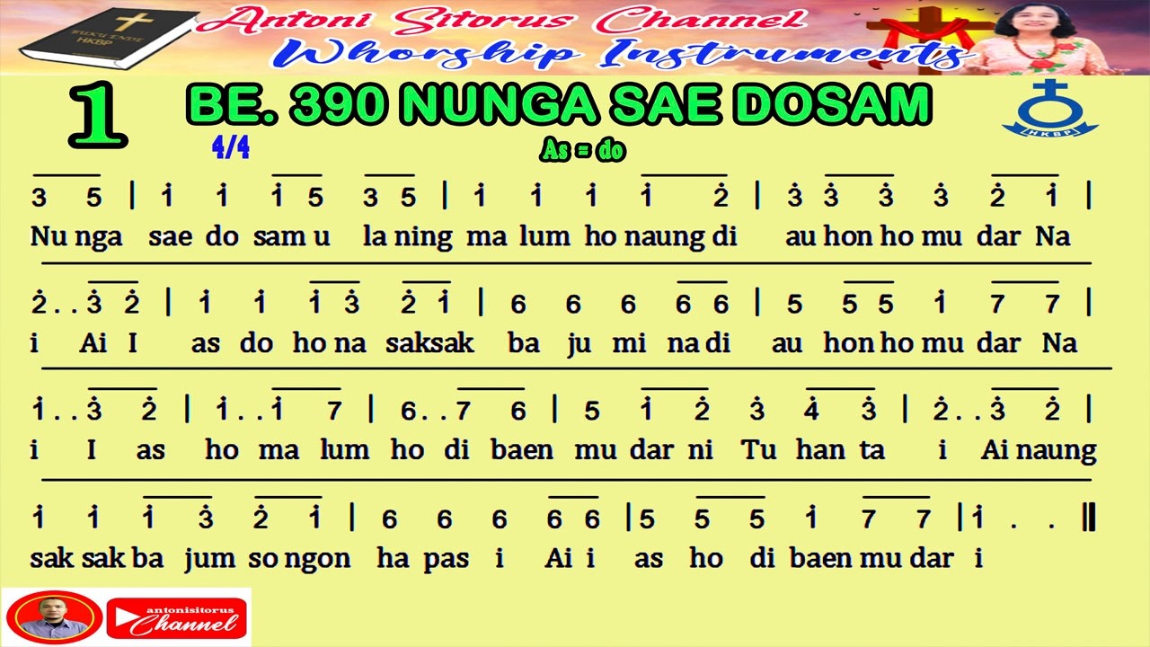 BUKU ENDE HKBP NO  390 | NUNGA SAE DOSAM | NOT ANGKA | KARAOKE |