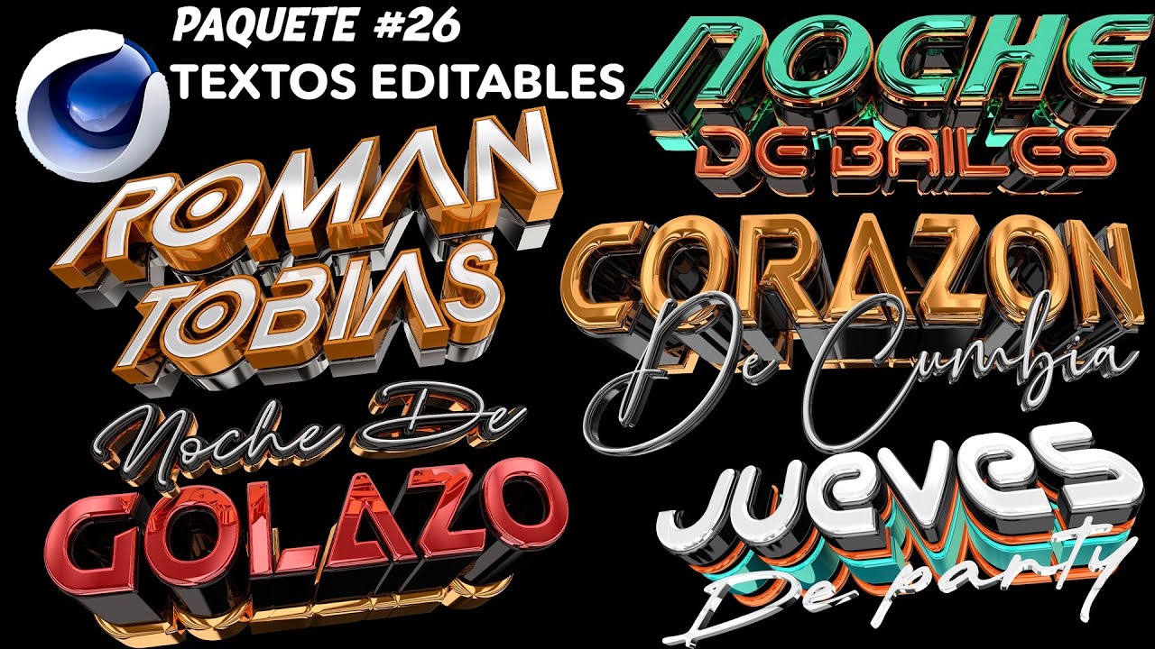 PACK #26 DE TEXTOS EDITABLES PARA CINEMA 4D