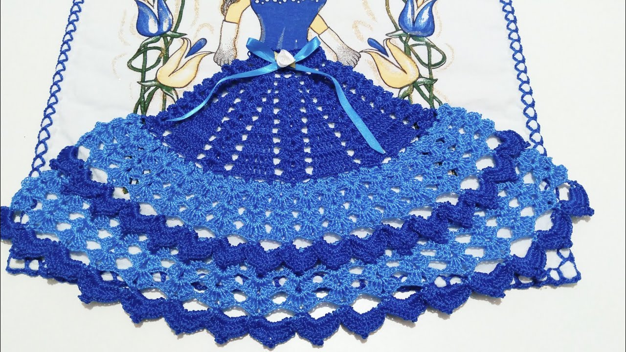 Saia de Crochê Para Boneca de Pano de Prato #passoapasso