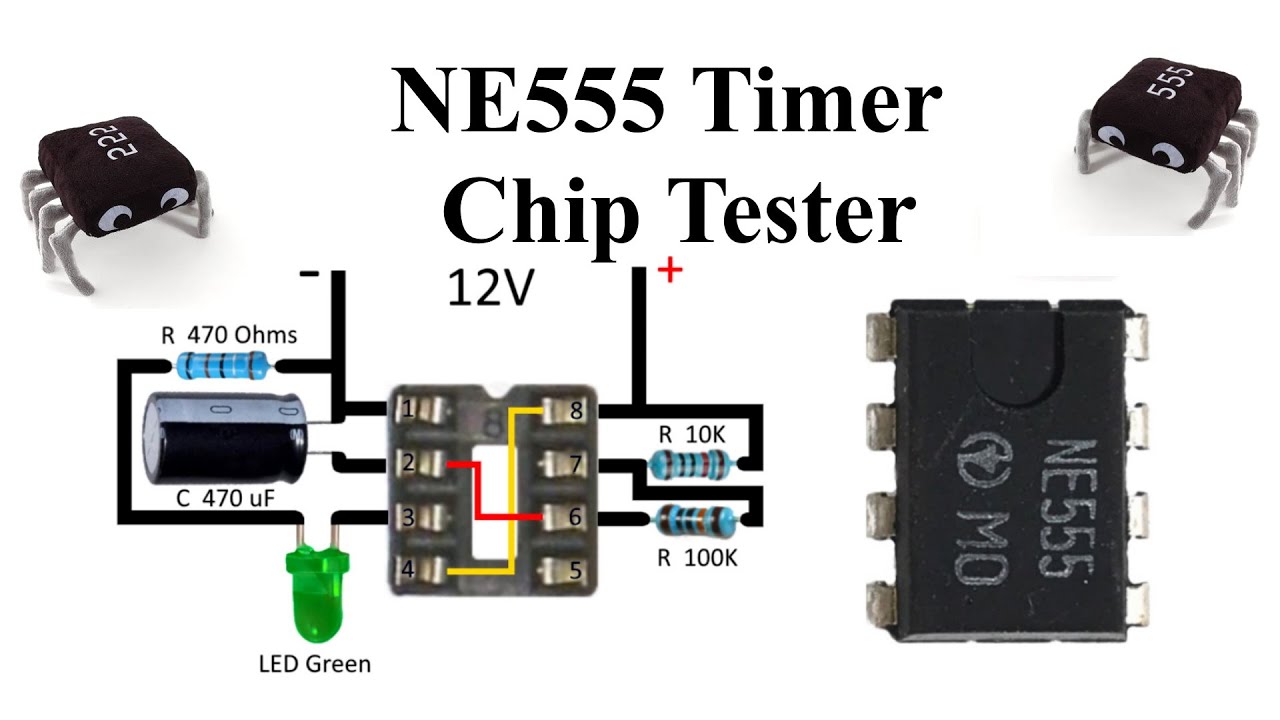 NE555 Timer IC Tester | NE555 Timer Chip Tester.