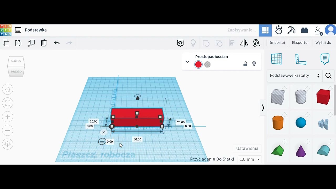 cw2 Zmieniamy wymiary prostopadłościanu Tinkercad
