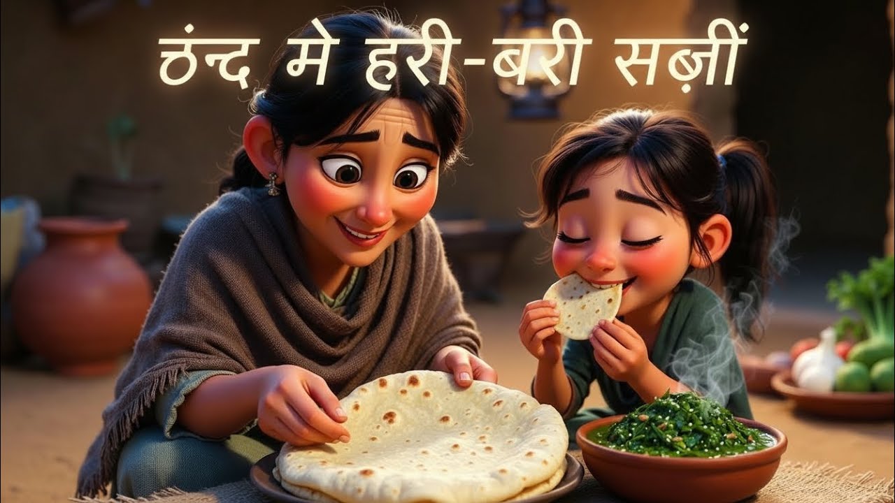 “ठंडी सुबह में माँ के हाथ की गर्म रोटी और हरी-भरी सब्जी.. #Hindikahani #3DAnimation #Hindi story 