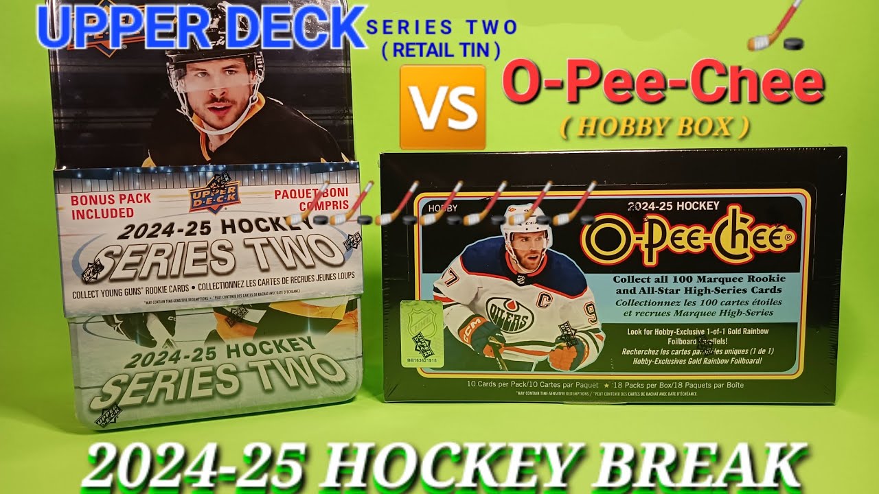 🚨 BEST BOX BUYS FOR 2024-25 HOCKEY  CARDS 💫 UPPER DECK SERIES TWO RETAIL TIN & O-PEE-CHEE HOBBY BOX