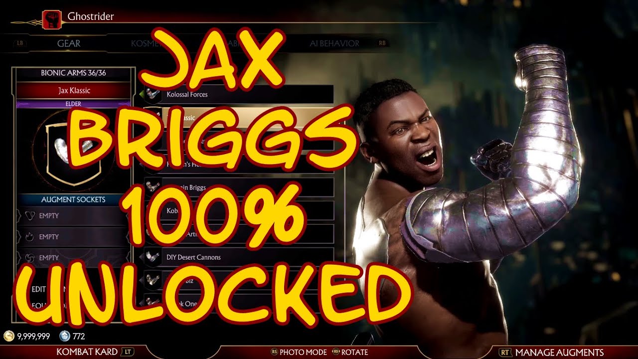 Jax Briggs Showcase - All Gear, Skins, Cinematics & Finishers Unlocked - Mortal Kombat 11