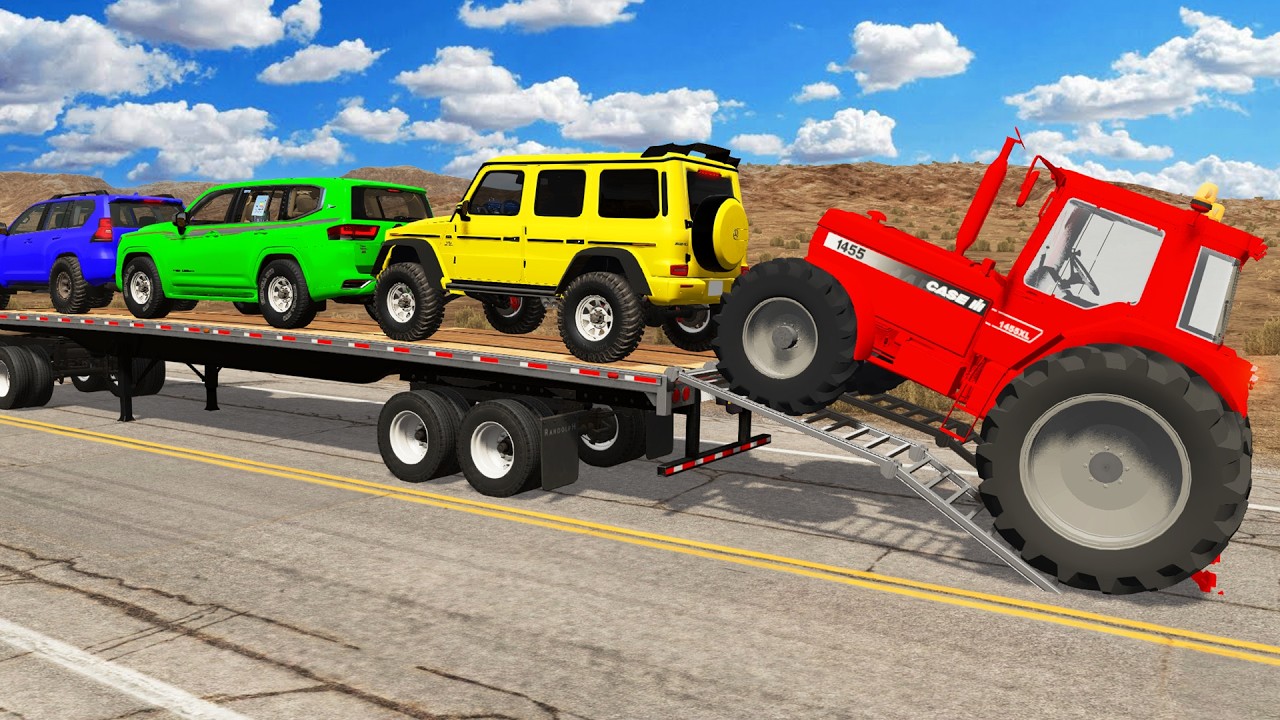 Flatbed Truck Mcqueen | Transportation with Truck - Pothole vs Car #01 - BeamNG.Drive