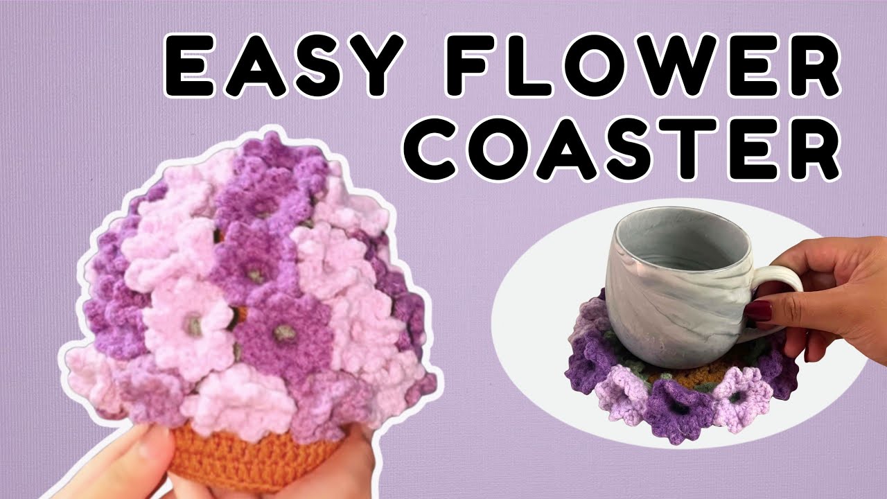 EASY CROCHET FLOWER COASTER FOR BEGINNERS✨️ | STEP-BY-STEP TUTORIAL💜🌷