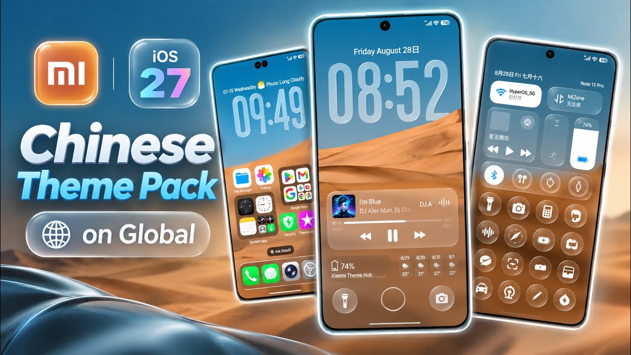Китайская тема с центром управления на экране блокировки для Xiaomi Global