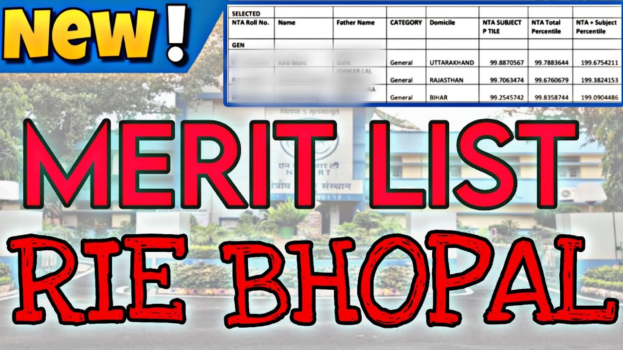 RIE BHOPAL New Merit List 😱 | NCET ITEP 2025 #ncet #ncet2025 #itep #riebhopal #bhopal #madhyapradesh