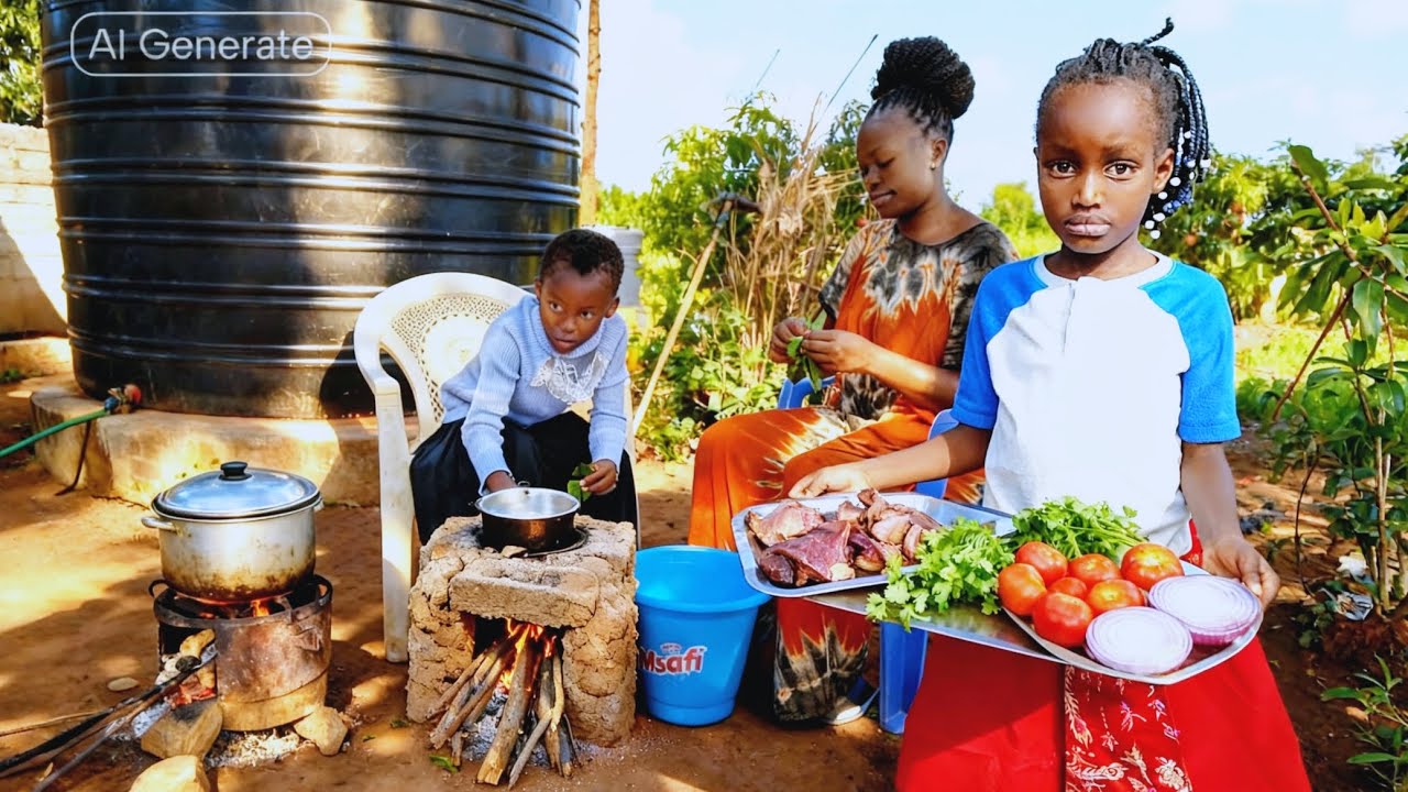 Authentic village day|Cooking organic Liver stew, Ugali & Cowpeas leaves/Kunde