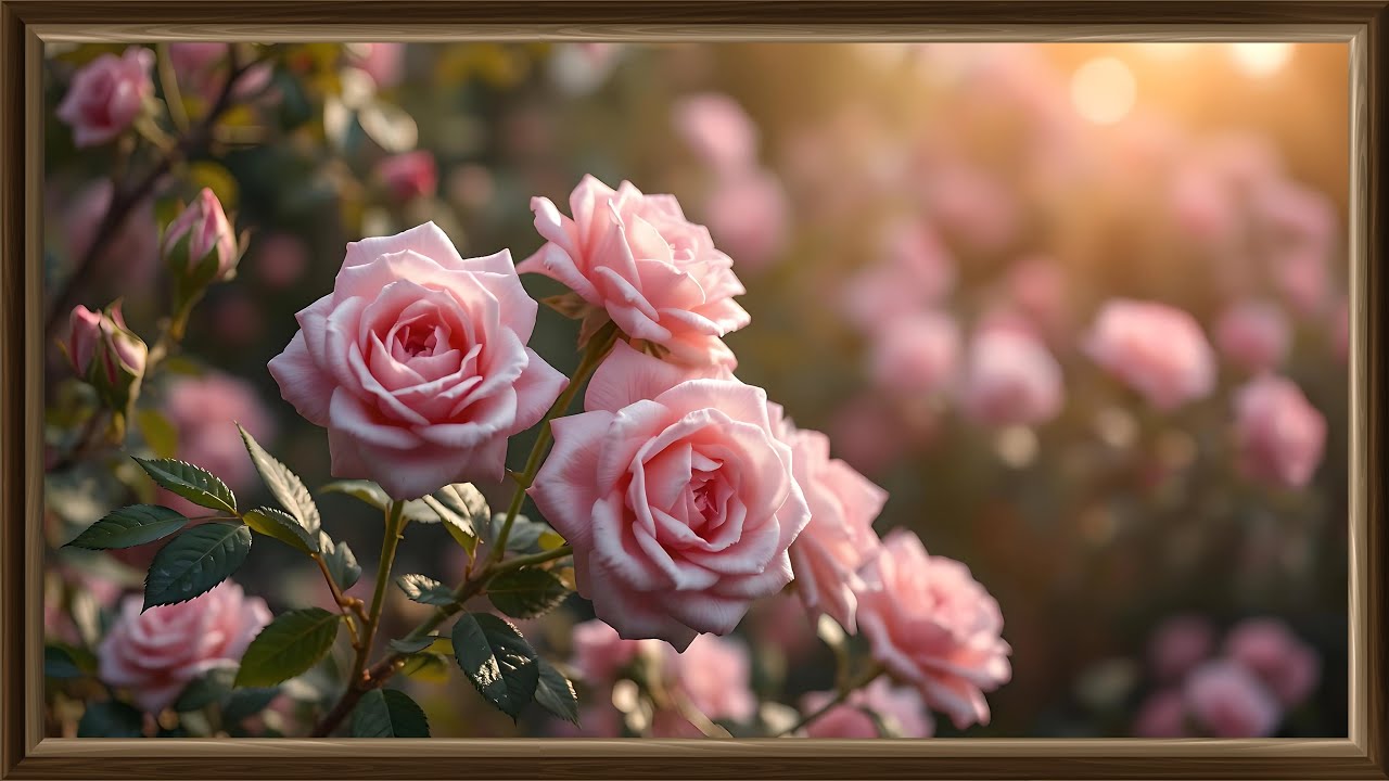 Blush Pink Roses 8K UHD | Romantic Flower Bloom Scene | Frame TV Floral Wall Art